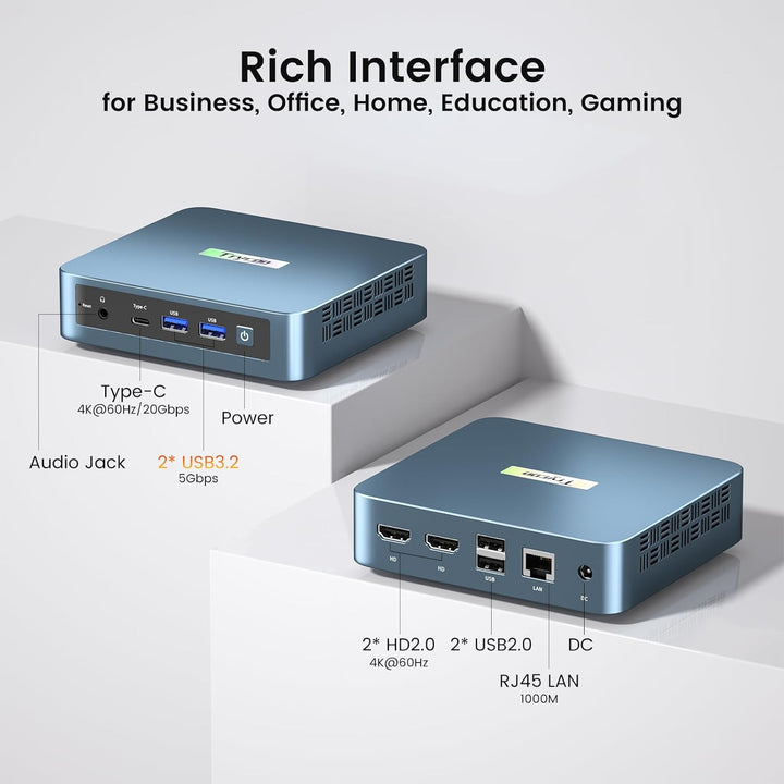Trycoo WI-6 Mini PC 16 GB RAM 512 GB M.2 SSD, Mini-PC mit Intel 12. N100-Prozessor (bis zu 3,4 GHz),