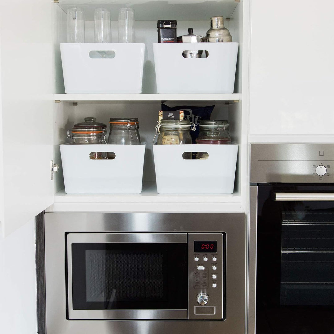 3x Ordnungsbox - 15 cm hoch - FLIEDER - 35x26x15cm - 11,5 Liter - DINA4 - Ordnungskorb - Schubladeno