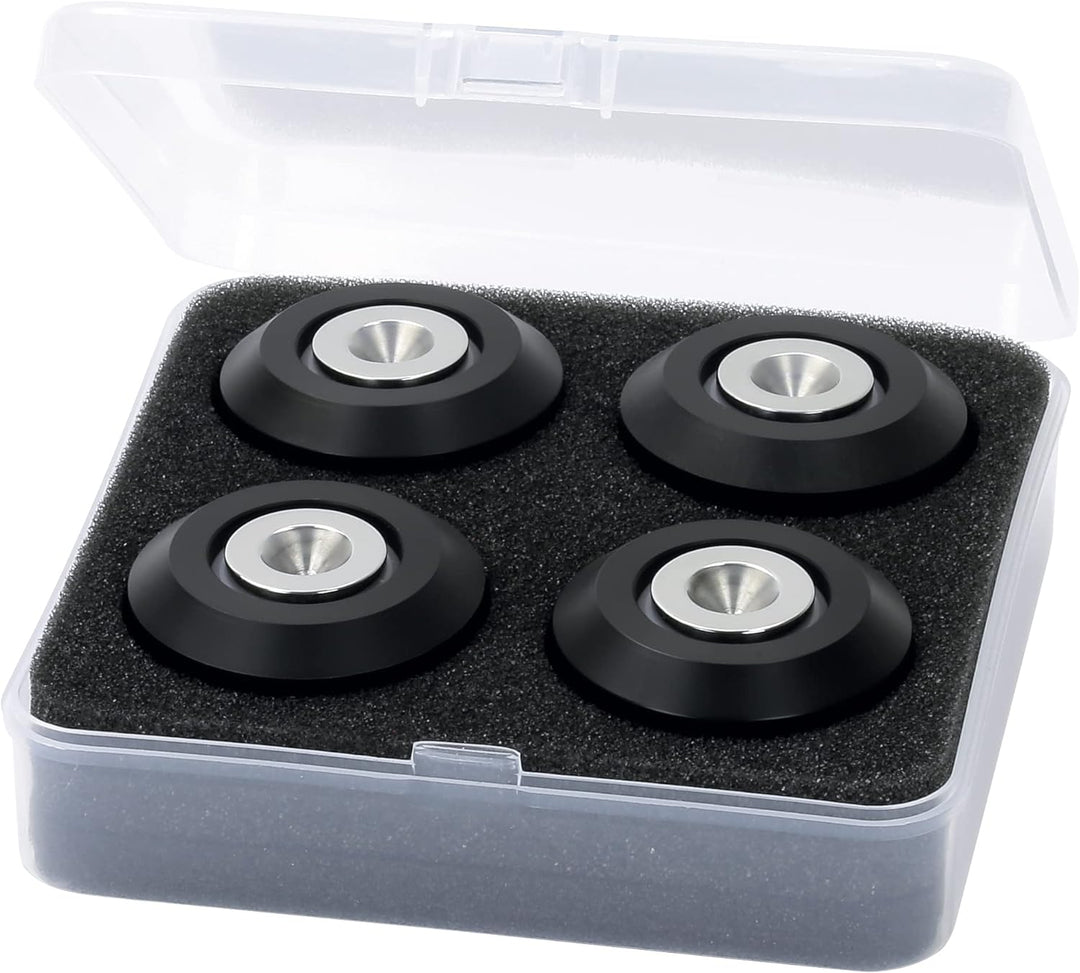 Dynavox Highend Dual-Absorber 4er-Set, Entkoppler aus Aluminium mit Zwei dämpfenden Silikongummis, A