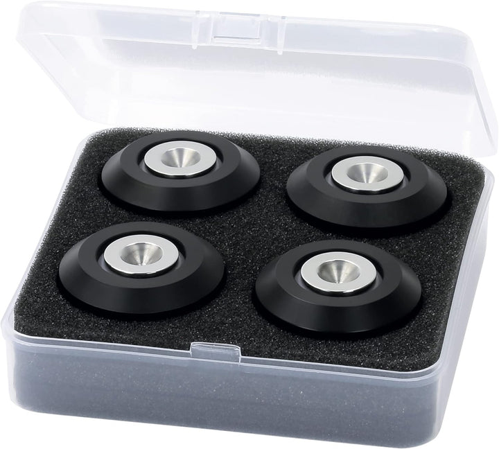 Dynavox Highend Dual-Absorber 4er-Set, Entkoppler aus Aluminium mit Zwei dämpfenden Silikongummis, A