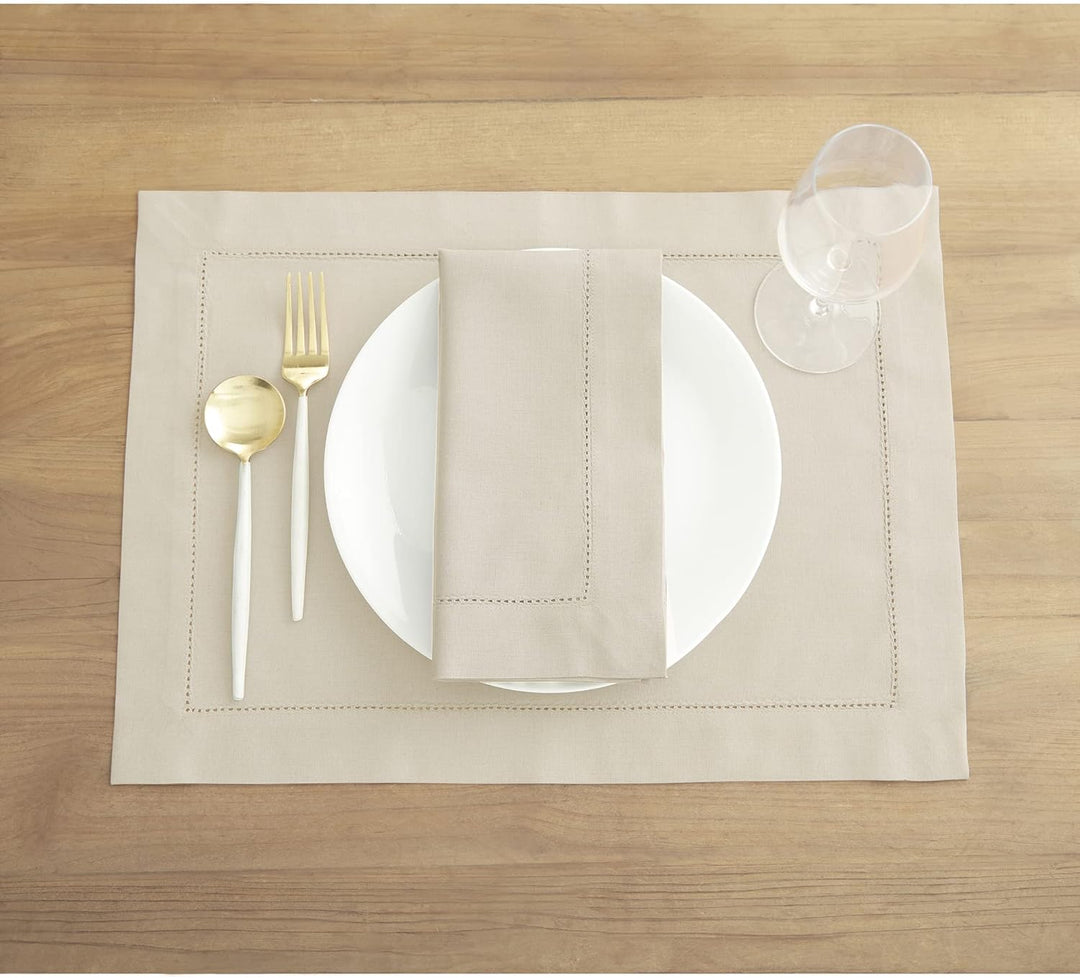 Solino Home Tischsets aus Baumwollleinen, Hohlsaum, Leinen, maschinenwaschbar, für Frühling, Muttert