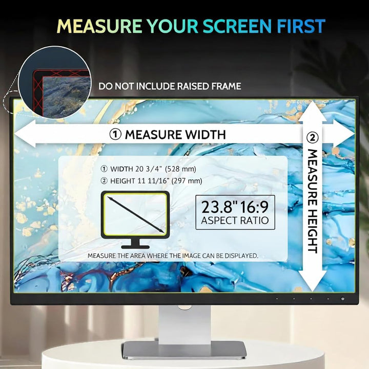23.8 Zoll 16:9 Bildschirm Blickschutzfilter für Computer Monitor,Anti-Blaulicht Blendfrei Abnehmbare