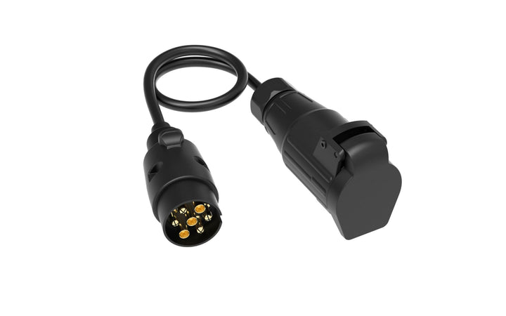 cartrend Adapterkabel 7 auf 13-polig, 0,5 m, 12V Anhänger Adapter, DIN ISO 1724/11446, mit Klappdeck