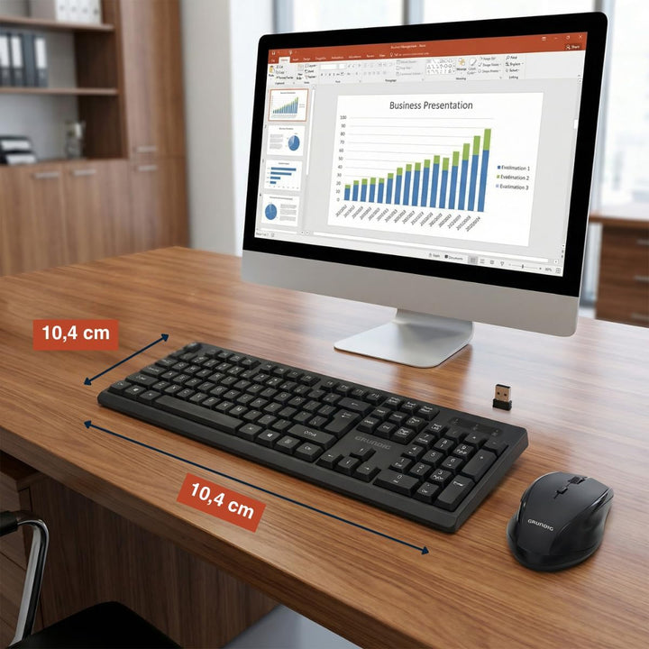 Grundig Kabelloses Tastatur- und Maus-Set - QWERTY mit 104 Tasten - Computermaus mit 3 DPI-Stufen -