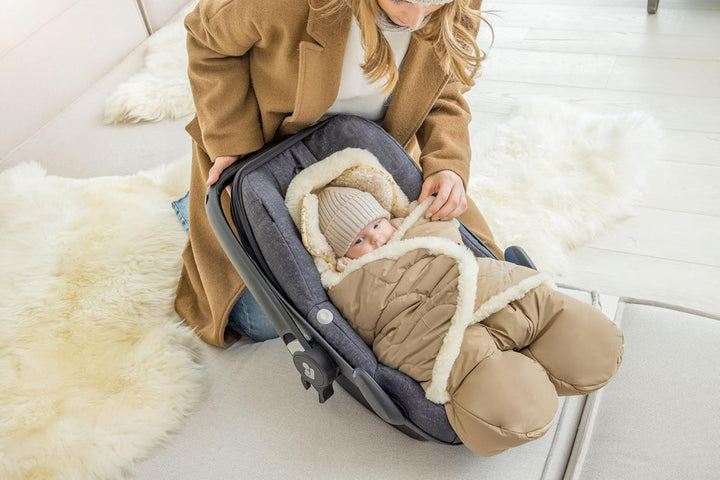 Fellhof Einschlagdecke Babyschale Winter Winterberg & Tuch Blaubaer | Babyfusssack für Baby bis 6 Mo