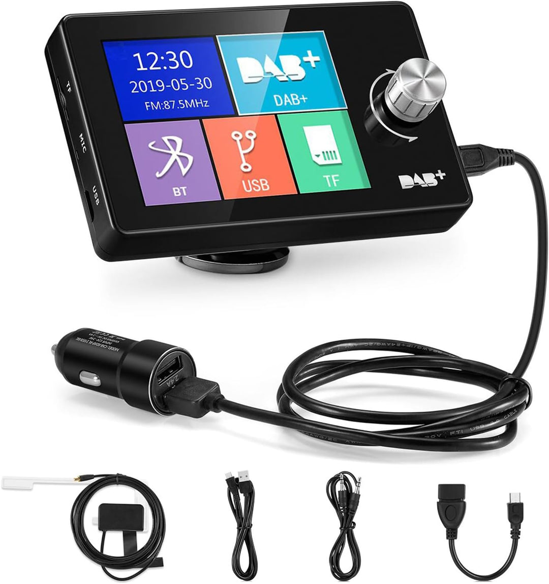 LEXXSON DAB Adapter für Autoradio | 2.8" buntes Display Radioadapter, tragbares DAB Transmitter Digi