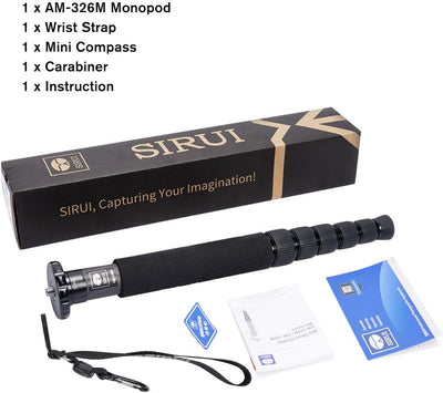 SIRUI AM-326M Camera Kamera Reise Einbeinstativ Monopod 6 Abschnitt Kohlefaser Carbon Tragbar Kompak