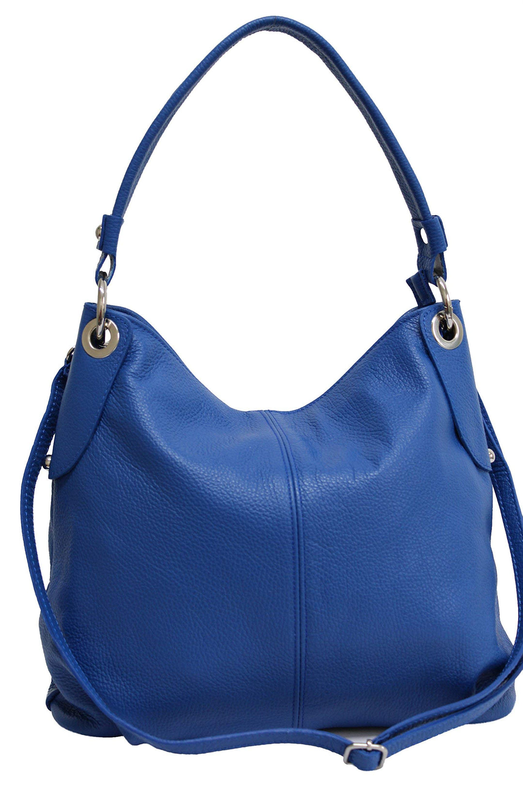AMBRA Moda Damen echt Ledertasche Handtasche Schultertasche Beutel Shopper Umhängtasche GL012 Blau,