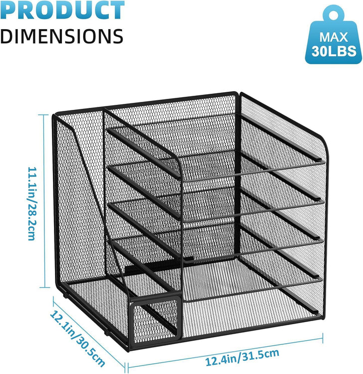 Marbrasse Schreibtisch Organizer und Büro Zubehör,5-Tier Briefablage,Mesh Büro Organizer für Schreib