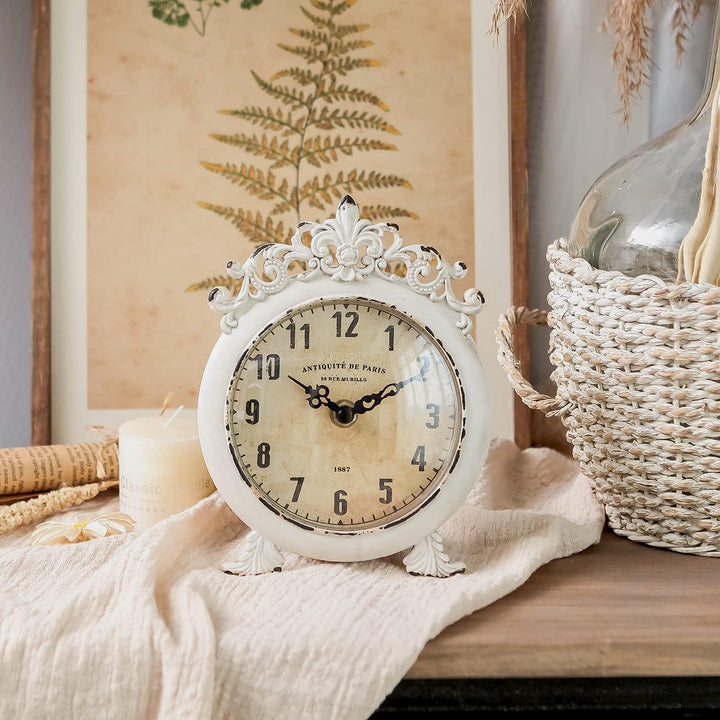 NIKKY HOME Vintage Tischuhr, Regal Schreibtischuhr, batteriebetrieben, Retro-Design, schicke Heimdek