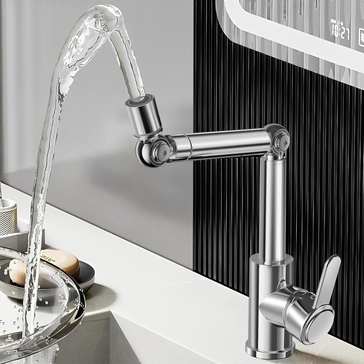 Wasserhahn Bad Drehbar, Waschtischarmatur Badezimmer Hoch Chrom, Mit 360° Schwenkarm & 2 Strahlarten