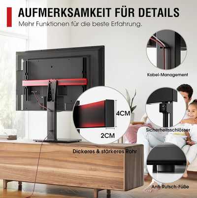 AOKCOS TV Standfuss TV Ständer Schwenkbar Höhenverstellbar für 32-75 Zoll Fernseher bis zu 50 KG, Hö