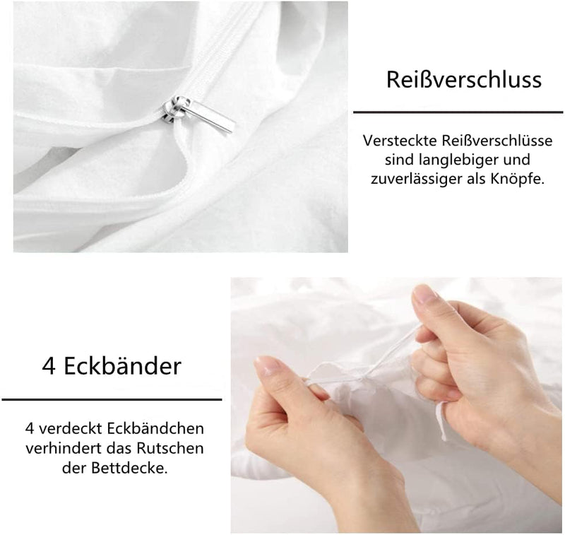 Luowei Bettwäsche Rote Rosen Bettbezug 135x200cm 4 Teilig Romantische Rosen-Blume Bedruckte Microfas