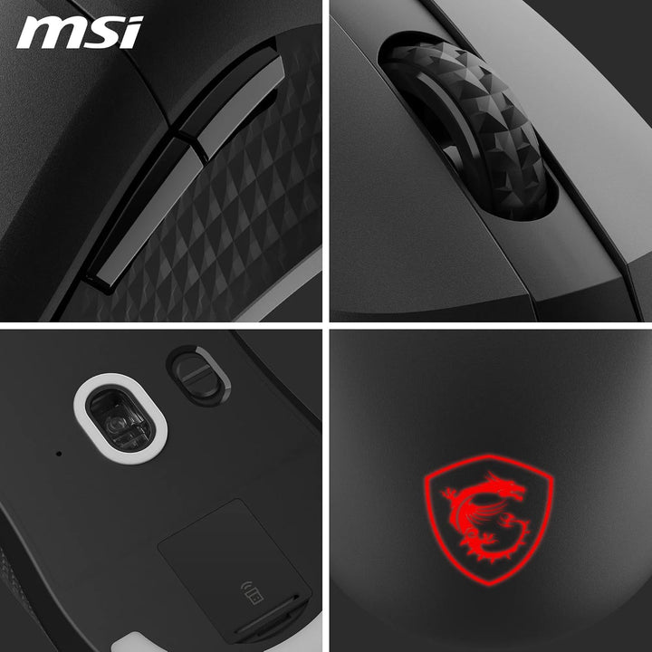 MSI Versa 300 Wireless Gaming-Maus – 8000 DPI optischer Sensor, 1000 Hz Polling-Rate, symmetrisch, 3