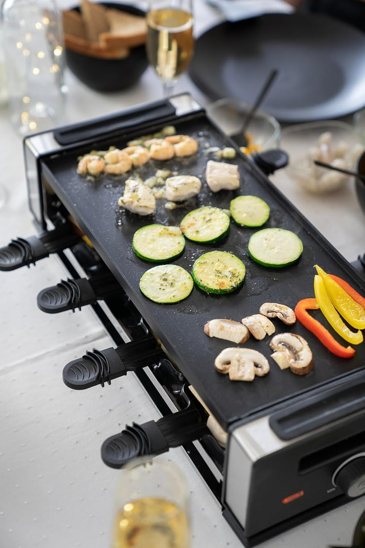 Unold 48730 Raclette Finesse Basic Raclette-Grill für 8 Personen, wendbare Antihaft-Grillplatte, ele