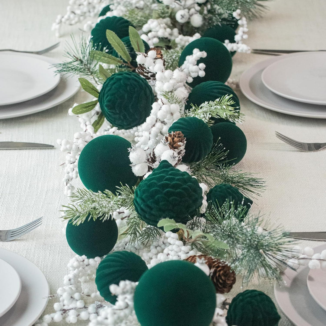25 stück kunstoff Velvet weihnachtskugeln samt grün 6cm 8cm für Weihnachtsbaum christbaumkugeln grün