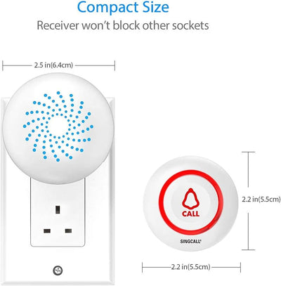 SINGCALL Drahtloses Übertragungssystem Notrufknopf Für Senioren, Ruf Hilfe 1 SOS Ruf Piepser 1 Empfä