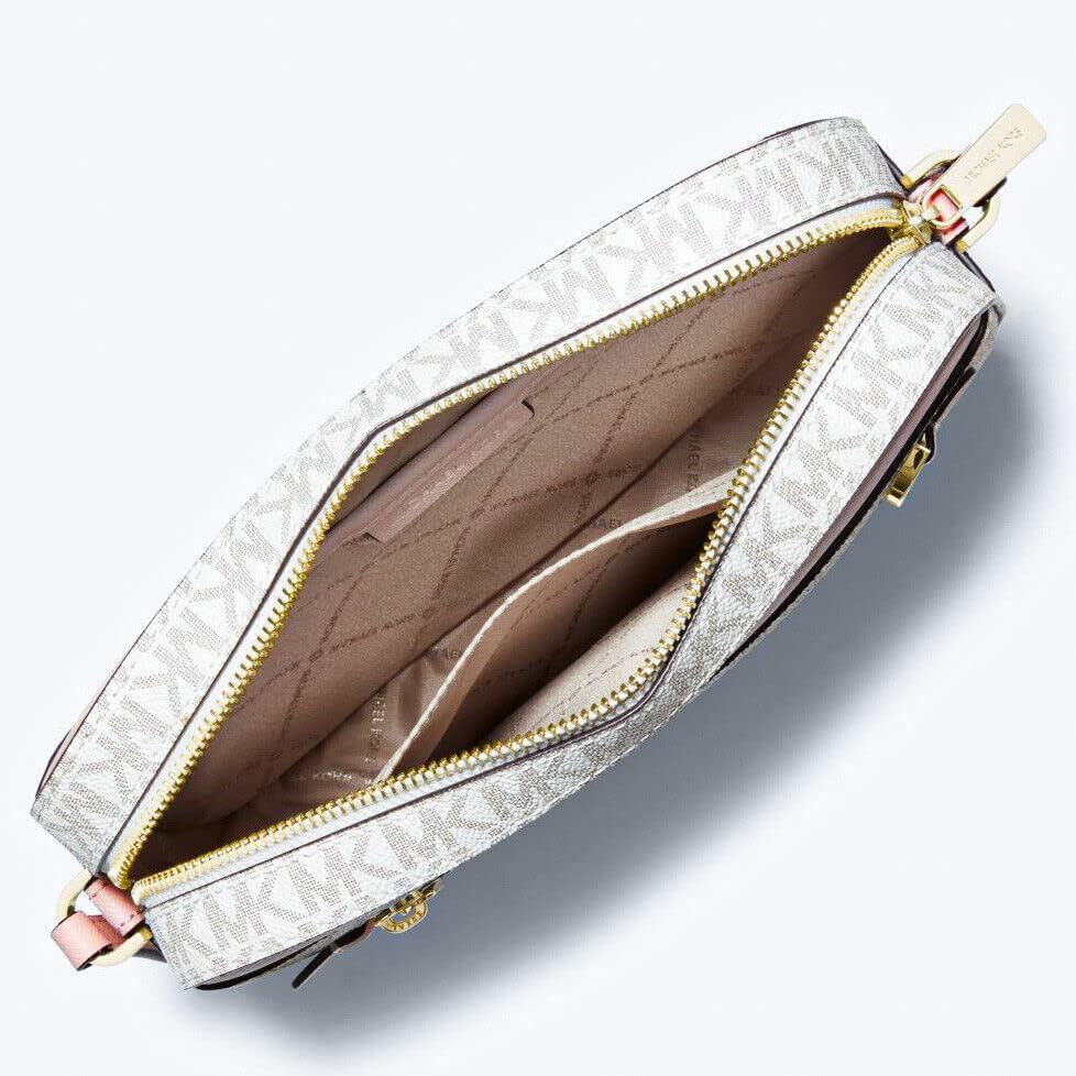 Michael Kors Jet Set East West Chain Crossbody Vanilla MK Powder Blush Pink Bundled with Michael Kor