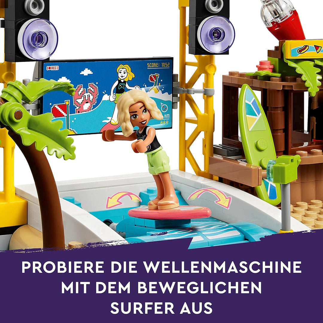 LEGO 41737 Friends Strand-Erlebnispark, Kirmes-Set mit Technic-Elementen, Delfin, Schildkröte und Se