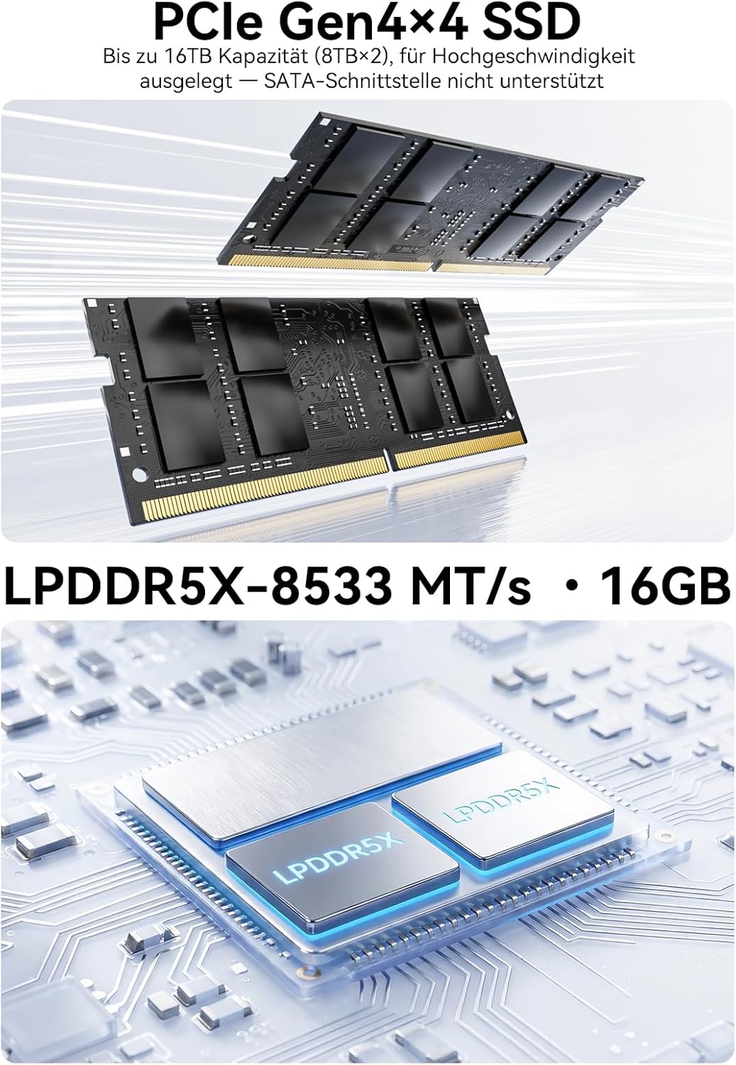 GMKtec Mini PC Intel Ultra 7 256V(8K/8T Bis zu 4.8GHz), K13 Micro PC mit 16GB DDR5 8533 1TB PCIe 4.0