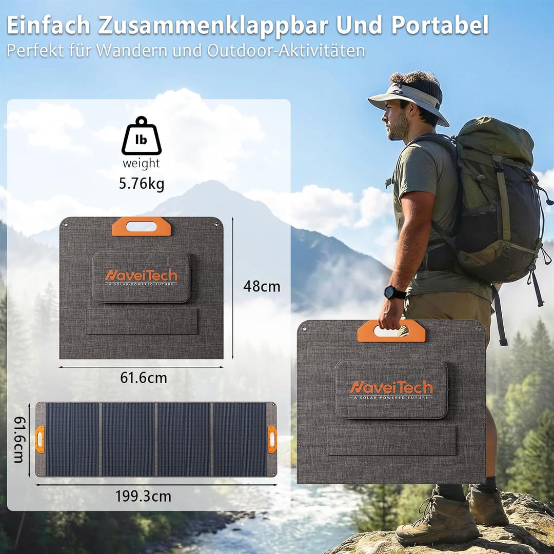 200W Faltbares Solarmodul, Monokristall Silizium Solarmodul, geeignet für Powerbanks, Solaranlagen,