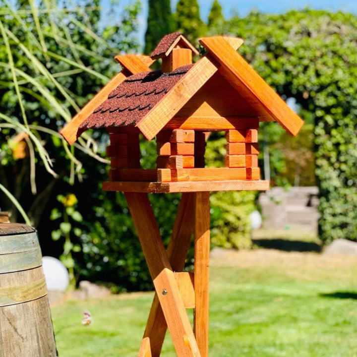 Rechteckiges Vogelhaus M - XL wetterfest aus Holz Vogel Futterstelle Haus mit und ohne Ständer (Grös