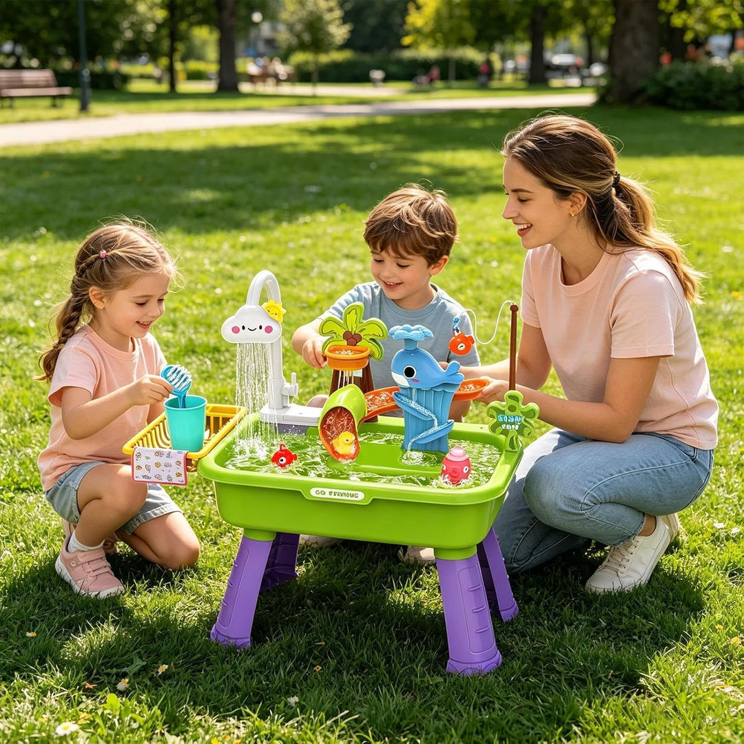 Spielzeugspüle mit fliessendem Wasser, elektrisch, batteriebetrieben, mit Rutsche, für Kinder zwisch