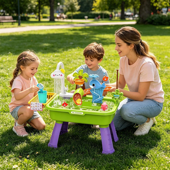 Spielzeugspüle mit fliessendem Wasser, elektrisch, batteriebetrieben, mit Rutsche, für Kinder zwisch