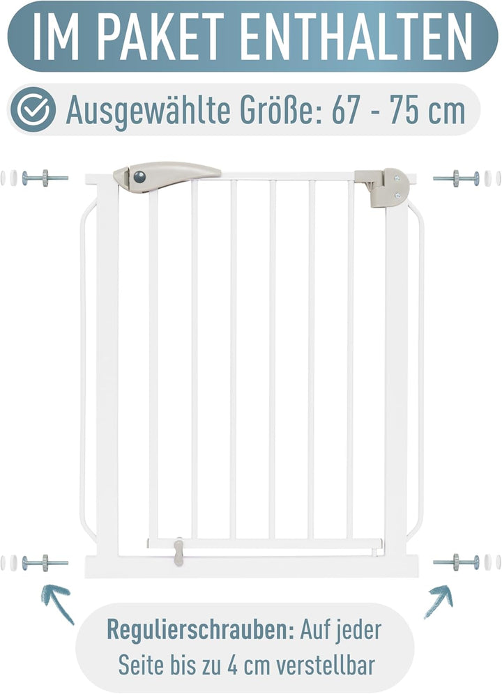 ib style® Berrin ! PREISSIEGER ! Treppengitter 58-175 cm | Ohne Bohren |Auto-Close| 90° Stop | Einha