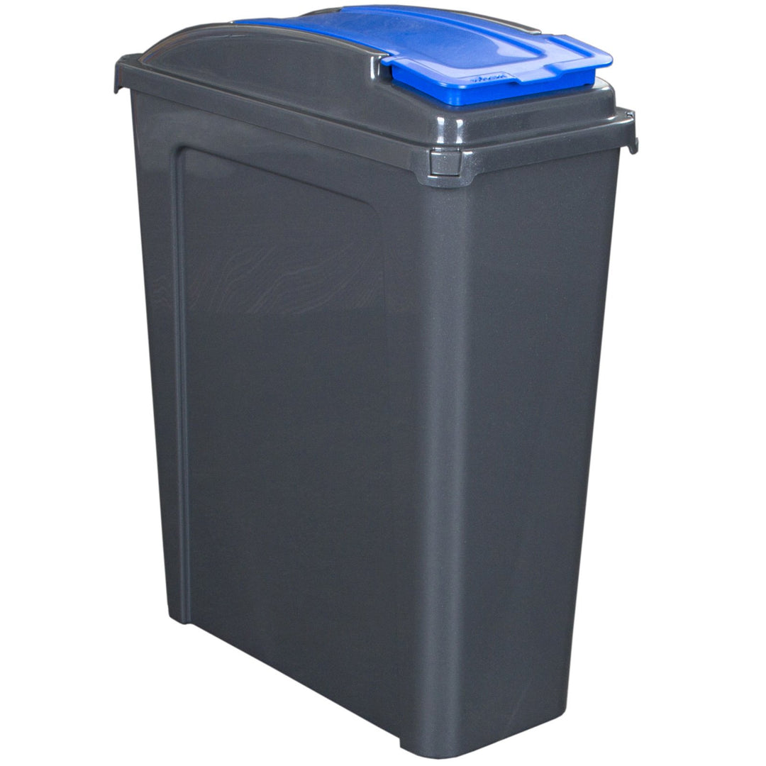 H-Collection 25 Liter Recyclingtonne mit abnehmbaren Deckel 40x19x51cm in Graphit-Blau - Mülleimer A