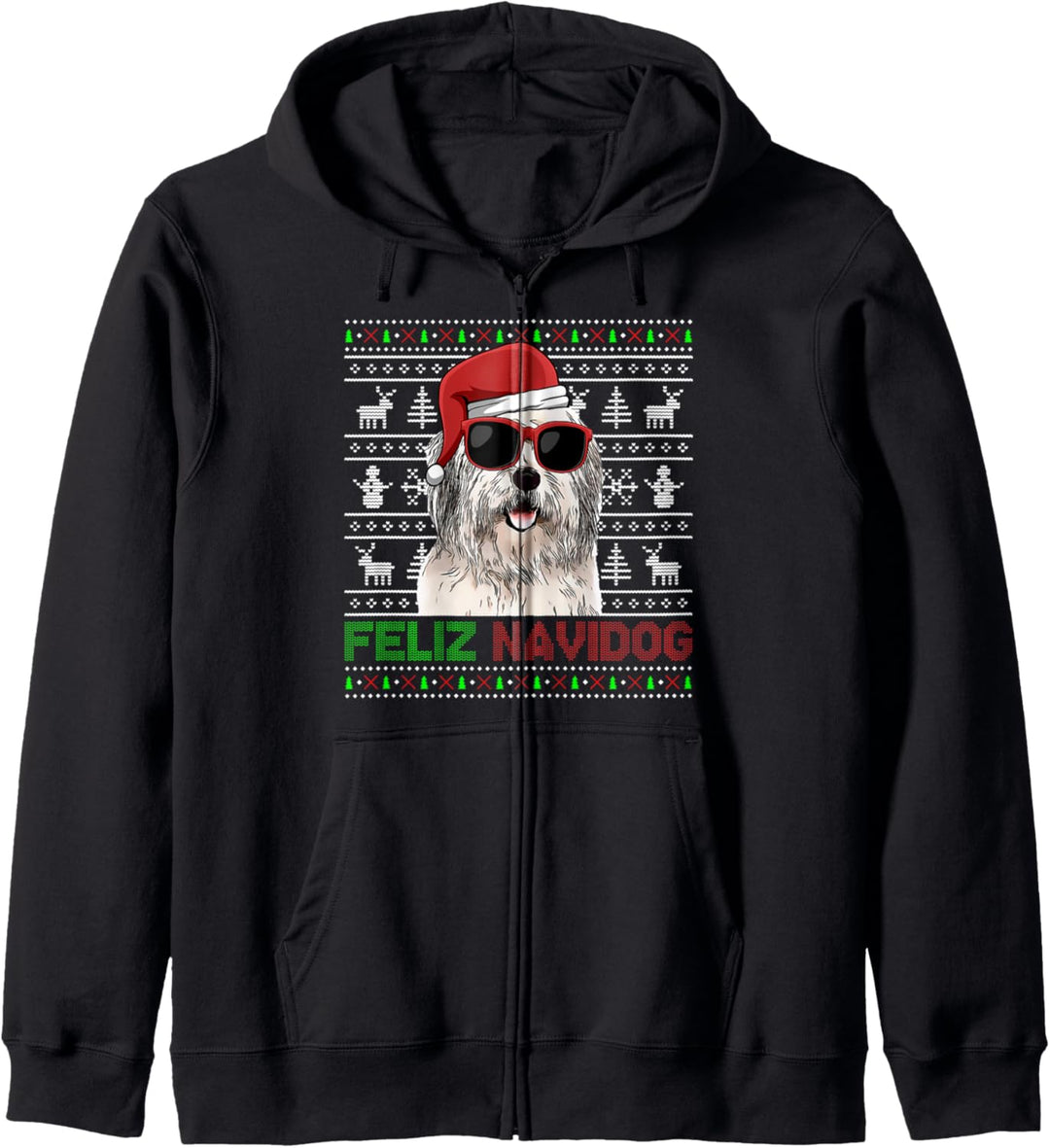 Old English Sheepdog Feliz Navidog Funny Christmas Kapuzenjacke