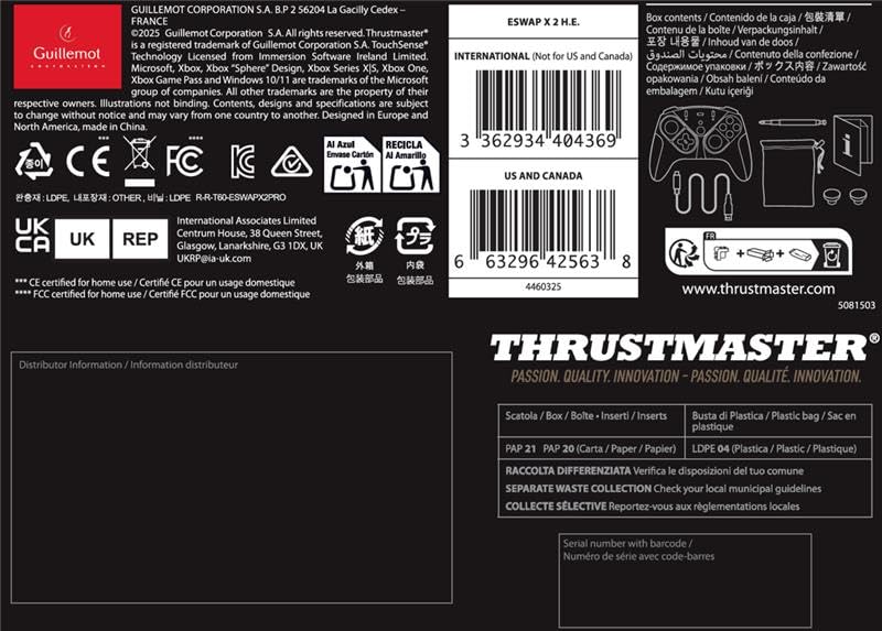 Thrustmaster ESWAP X2 H.E – Modulares Gamepad für E-Sport-Spiele mit H.E.A.R.T. (Hall Effect)-Anti-D