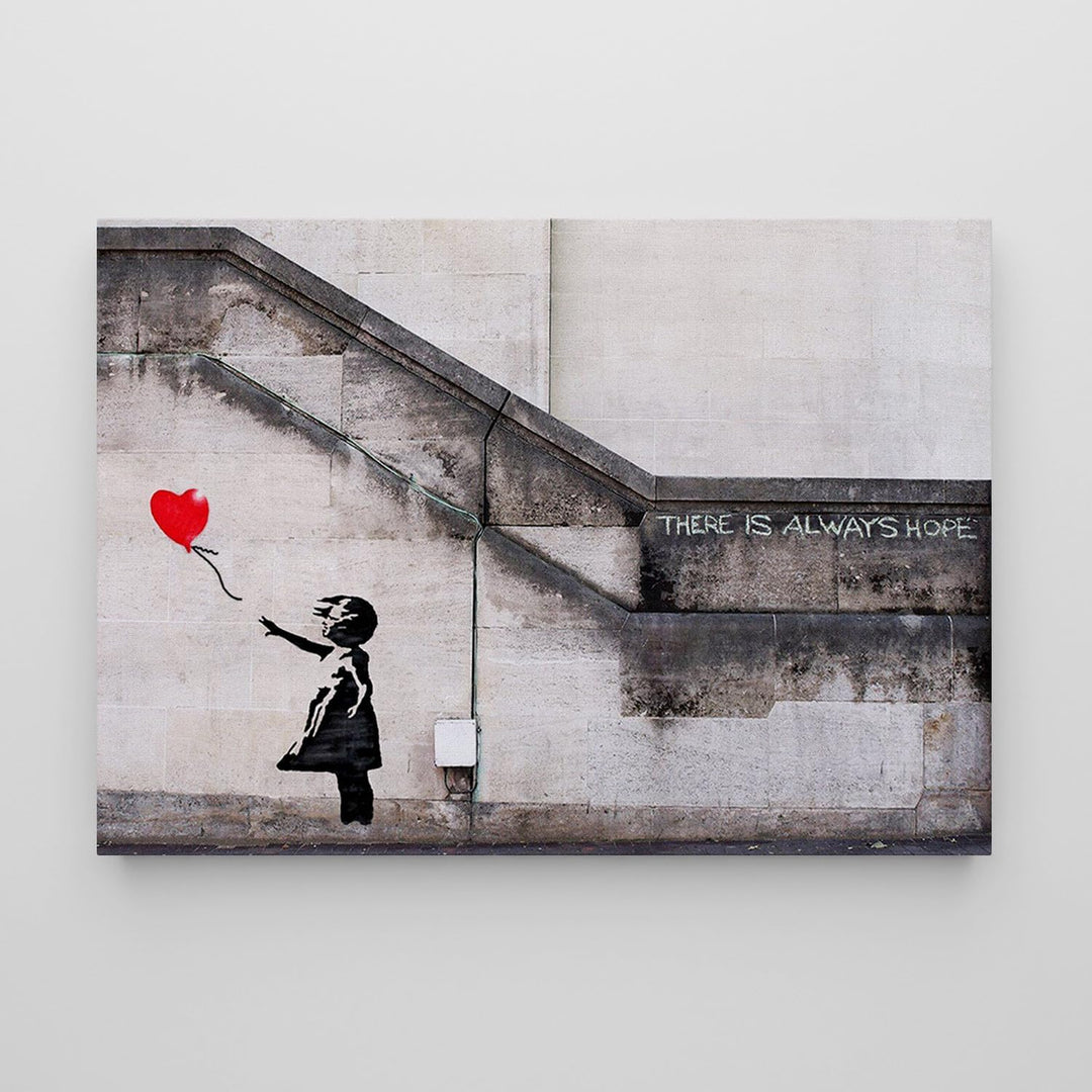 Giallobus - Gemälde - Banksy - - Standardleinwand - 100x70 - Rotes Ballonmädchen - Bereit zum Aufhän