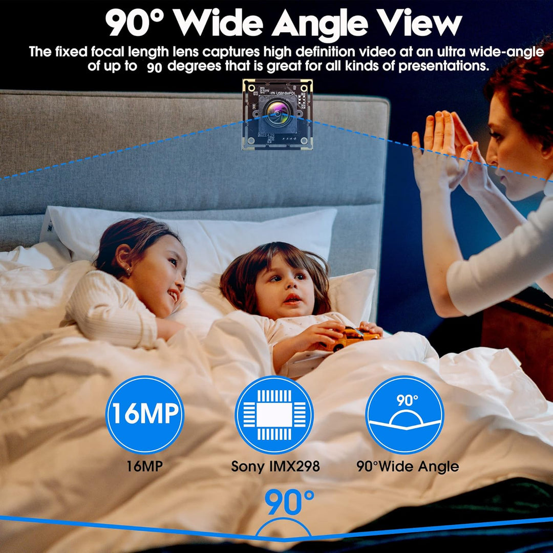 ELP 16MP USB-kameramodul Ultra HD 3496P USB-Kamera mit IMX298 Bildsensor Webcam, Plug and Play Embed