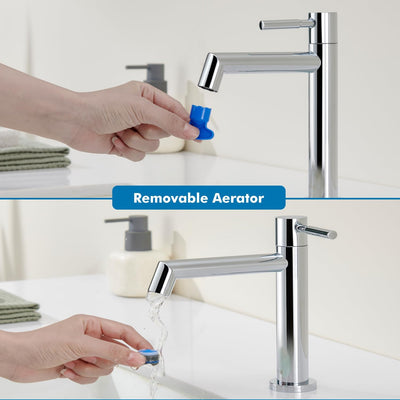 Ulytid Kaltwasserhahn, Chrom Wasserhahn Bad, Einhebel Waschtischarmatur mit Abnehmbarer Sprudler, Ba