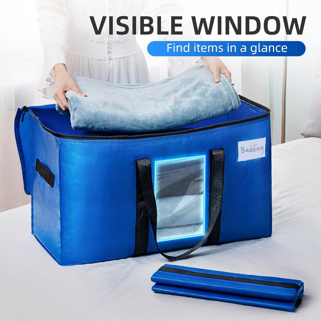 TAILI Extra Grosse Umzugstasche, 2 PCS Aufbewahrungstaschen mit Reissverschluss, Robuste blau zur Au