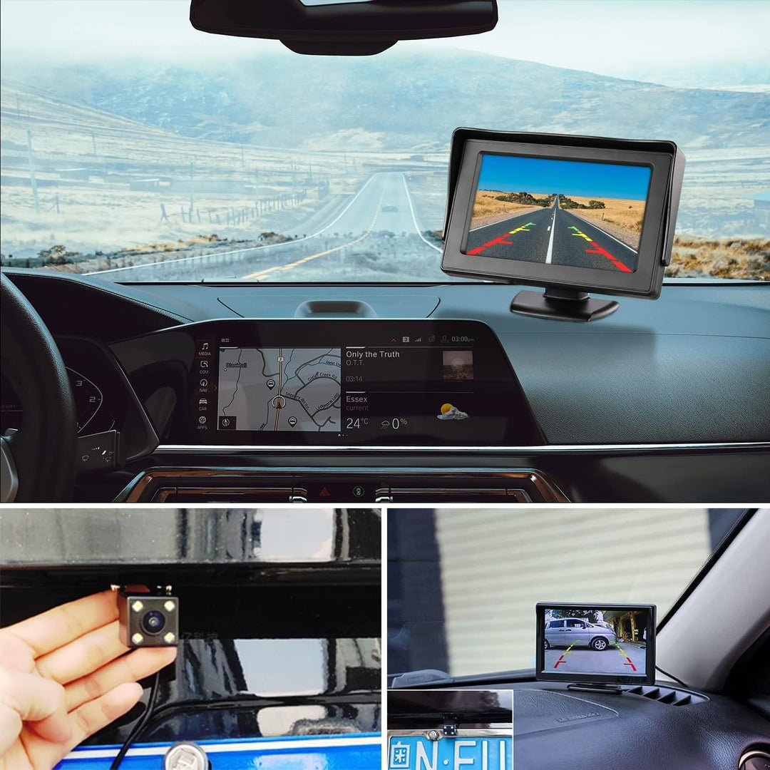 Kairiyard 5 Zoll HD Auto LCD Monitor mit 4LED Nachtsicht Wasserdicht Auto Rückansicht Rückfahrkamera