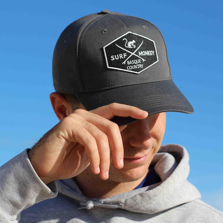 Surf Monkey Baseballkappe, verstellbar, recycelt, für Damen und Herren, Grau