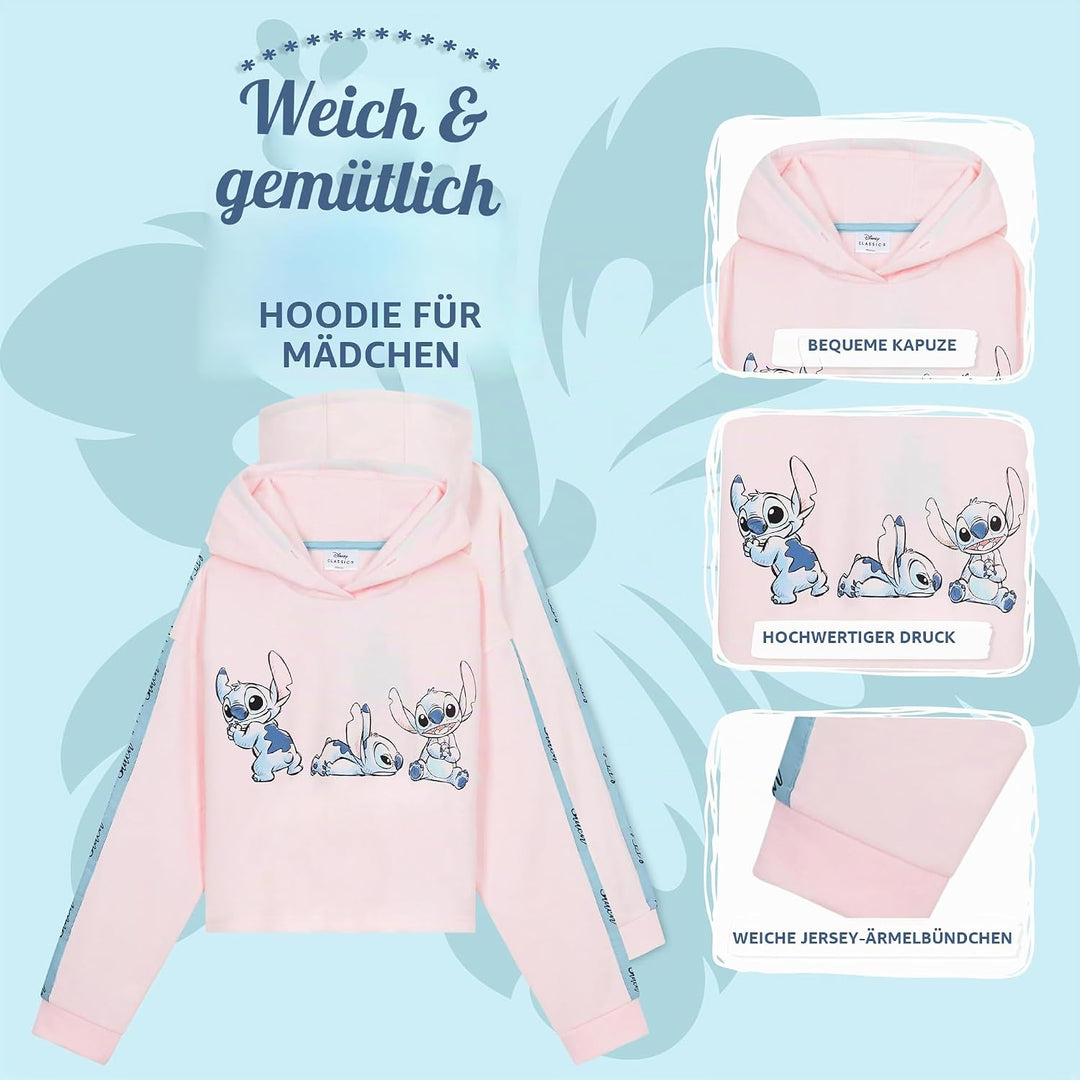 Disney Stitch Kapuzenpullover Mädchen Cropped Hoodie Kinder Teenager 7-14 Jahre - Hoodie Mädchen Ges