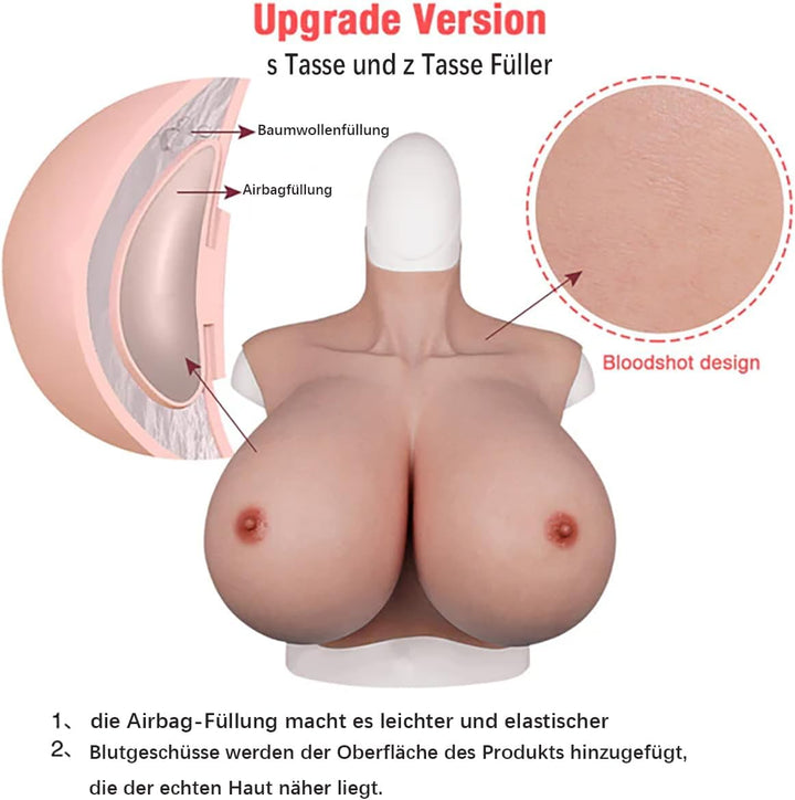 Riesige Brust S Z Cup Silikonbrust bildet Brustplatte für Crossdresser Drag Queen Elfenbein weiss Z
