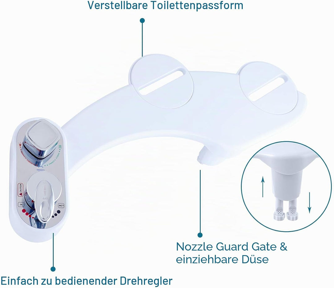 Hibbent WC Bidet, Cold/Heiss Water Bidet Dusch-WC (ohne Strom),Intimreinigung mit Selbstreinigende D