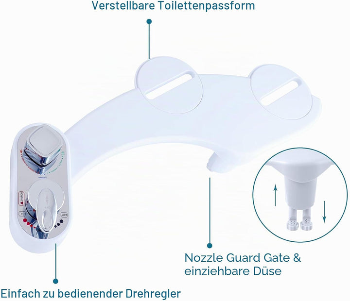 Hibbent WC Bidet, Cold/Heiss Water Bidet Dusch-WC (ohne Strom),Intimreinigung mit Selbstreinigende D