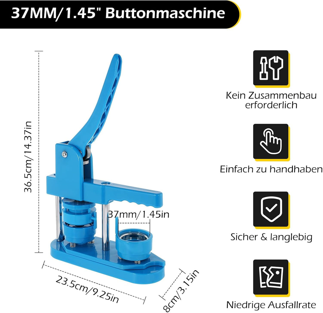 Dyna-Living Buttonmaschine Abzeichen Button Maker DIY Badge Press Machine mit 200 Zubehörteilen & Kr