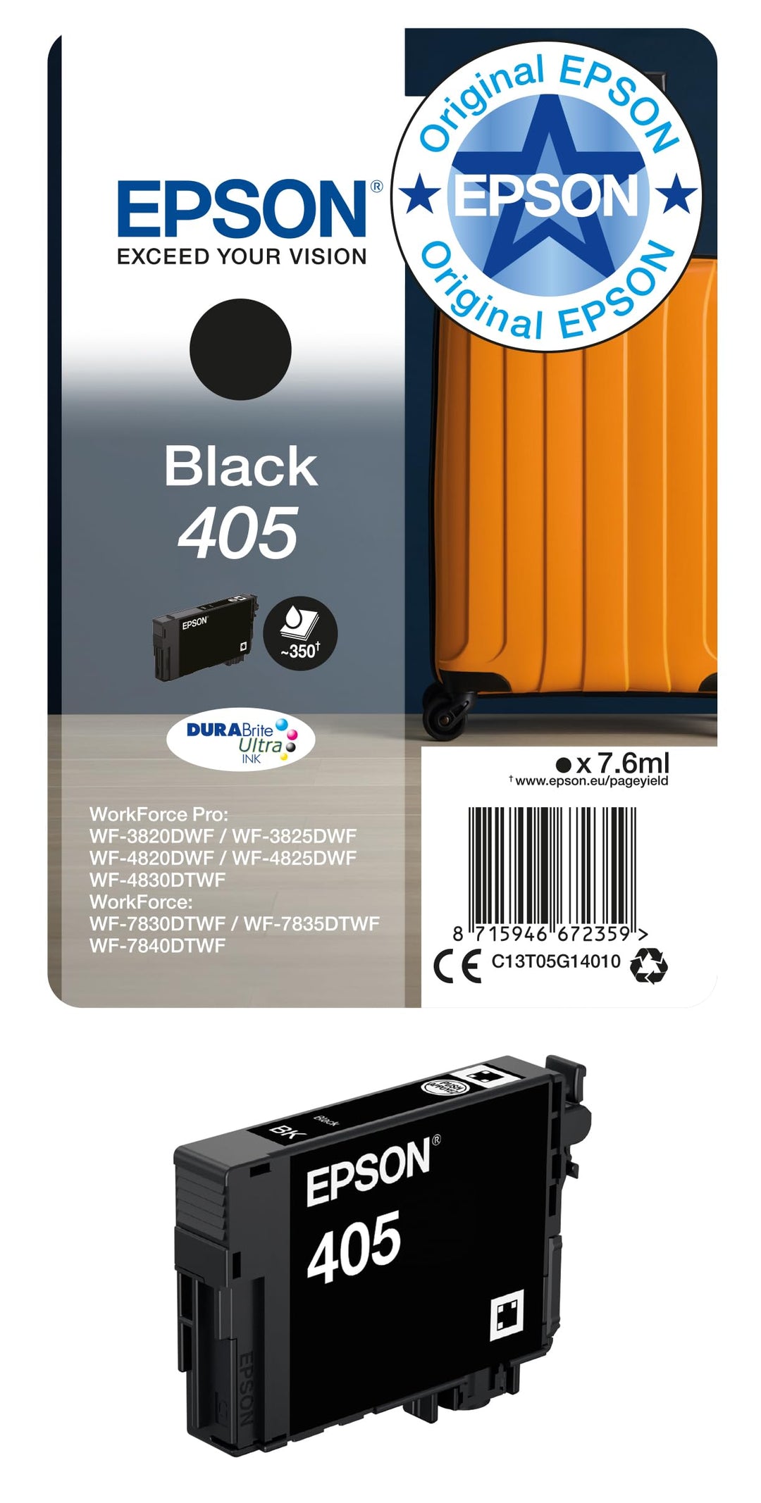 Epson Orginal 405 Tinte Koffer Singlepack schwarz Standard WF-3820DWF WF-3825DWF WF-4820DWF WF-4825D