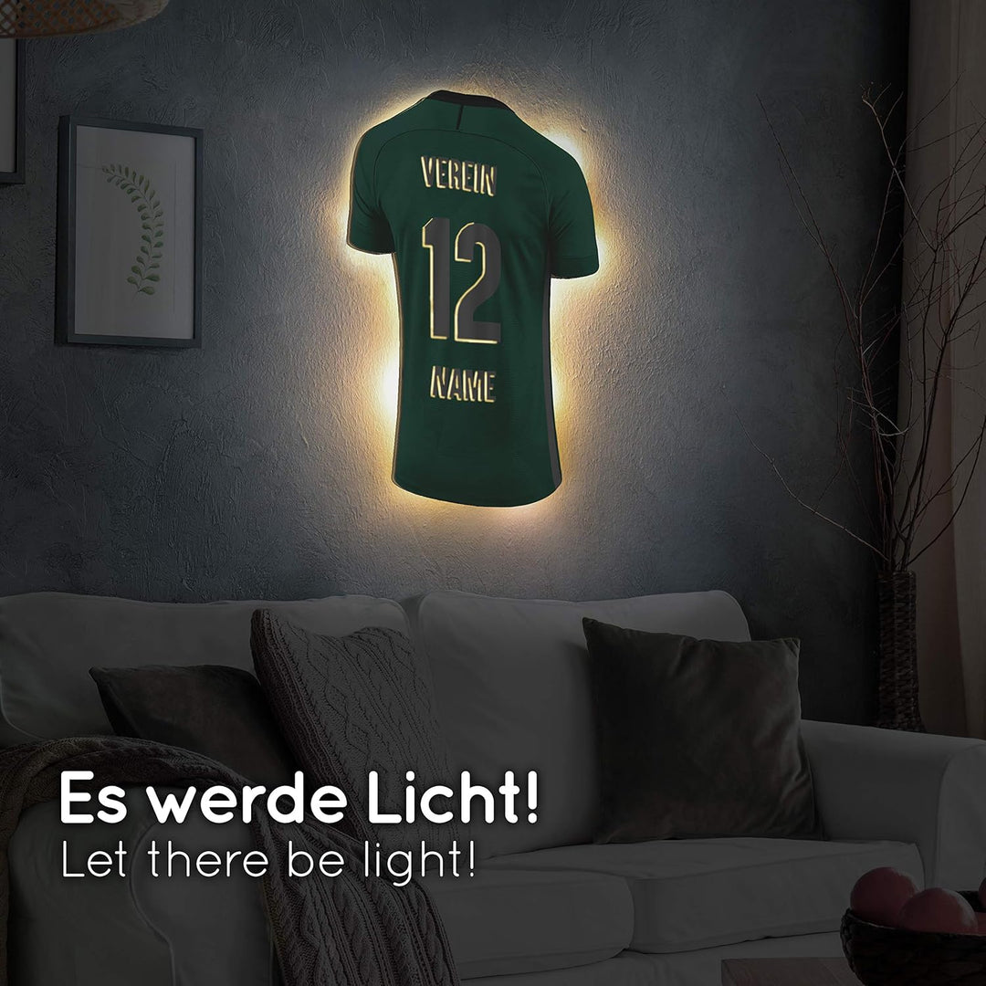 Elbeffekt Trikotlampe für Warschau Fans aus Holz - personalisierbares Geschenk - schenke Dein indivi