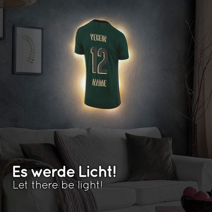 Elbeffekt Trikotlampe für Warschau Fans aus Holz - personalisierbares Geschenk - schenke Dein indivi