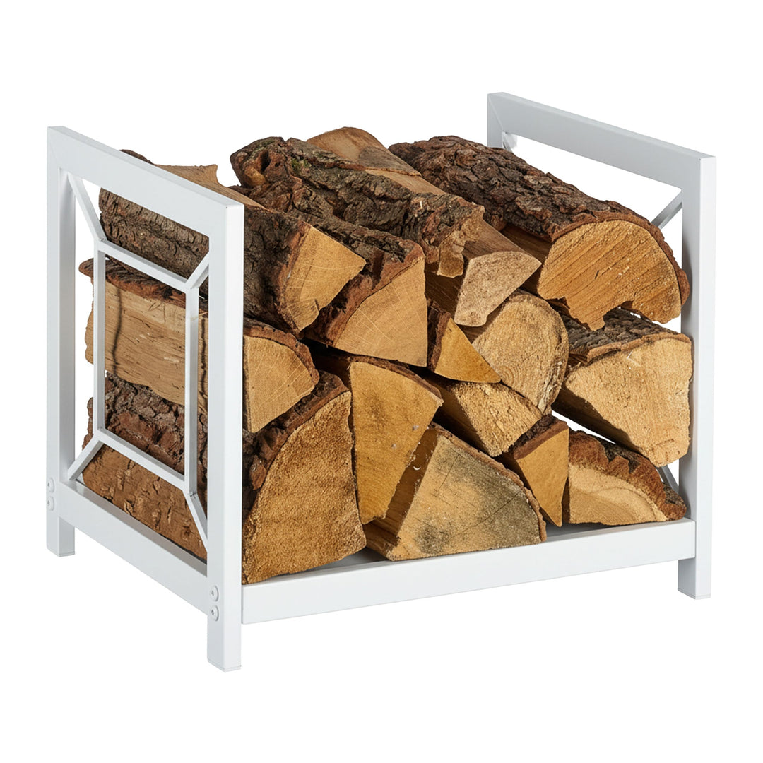 Relaxdays Kaminholzregal, Metall, modern, HBT: 36x43x35,5 cm, Brennholzregal für Feuerholz, Stapelho