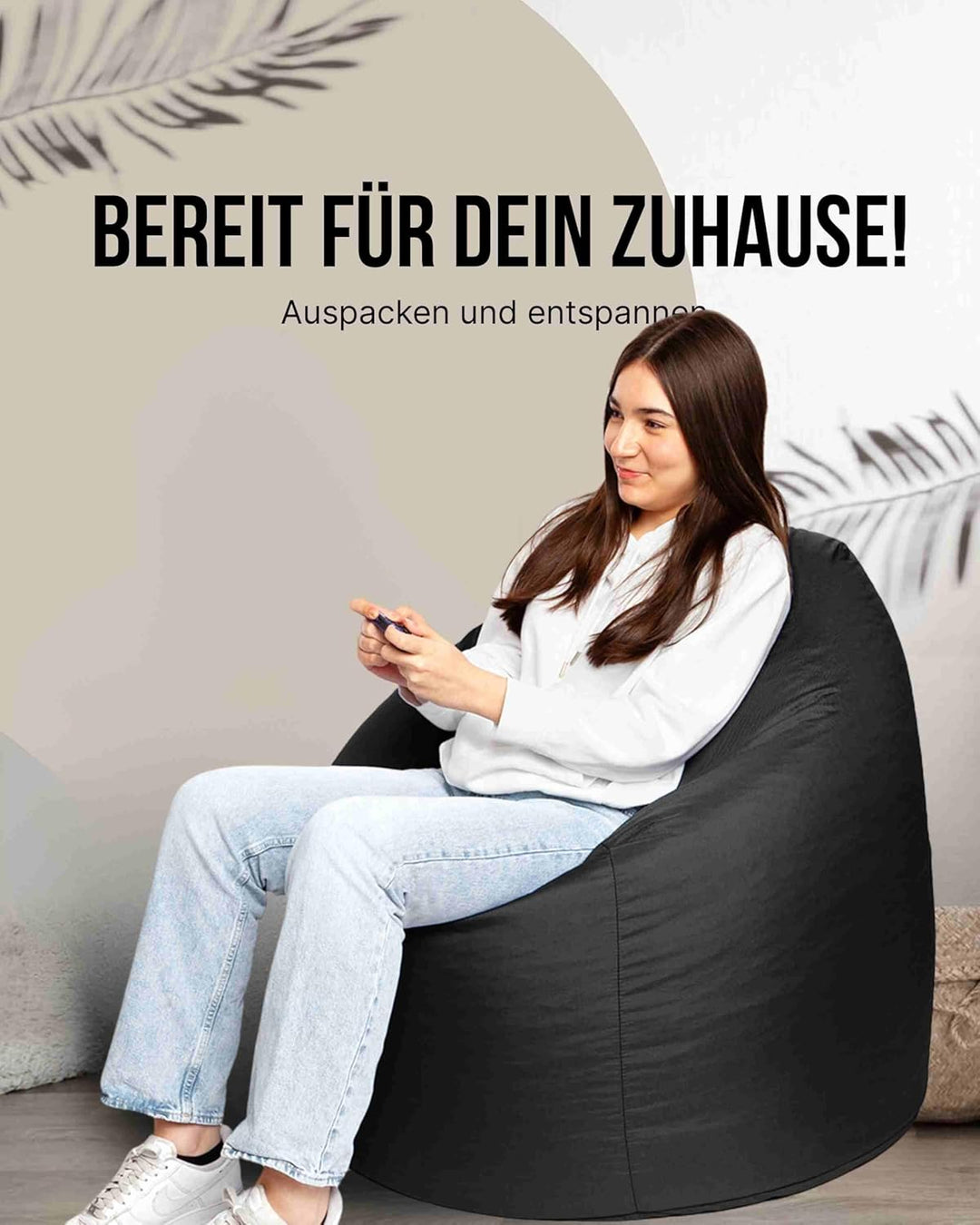 PATCH HOME Patchhome Sitzsack Tropfenform mit Reissverschluss Nachfüllbar - für In &amp; Outdoor - mit S