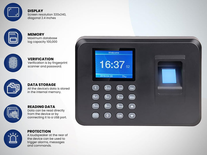 Einstempeln in Der Maschine, Zeiterfassung, Stechuhr mit Fingerabdruck und Passwort, Mitarbeiter-Zei