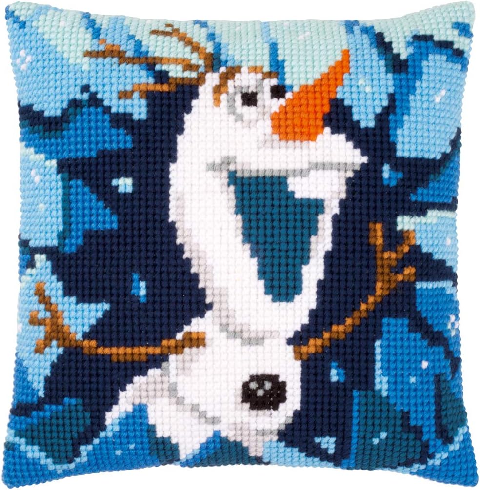 Vervaco Kreuzstichkissen Disney Olaf, Stickbild vorgezeichnet Kreuzstichpackung Kissen, vorbezeichne